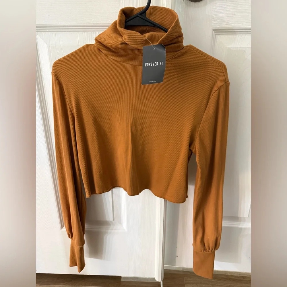 Forever 21 Women's Brown Cropped Turtleneck - Picture 1 of 6